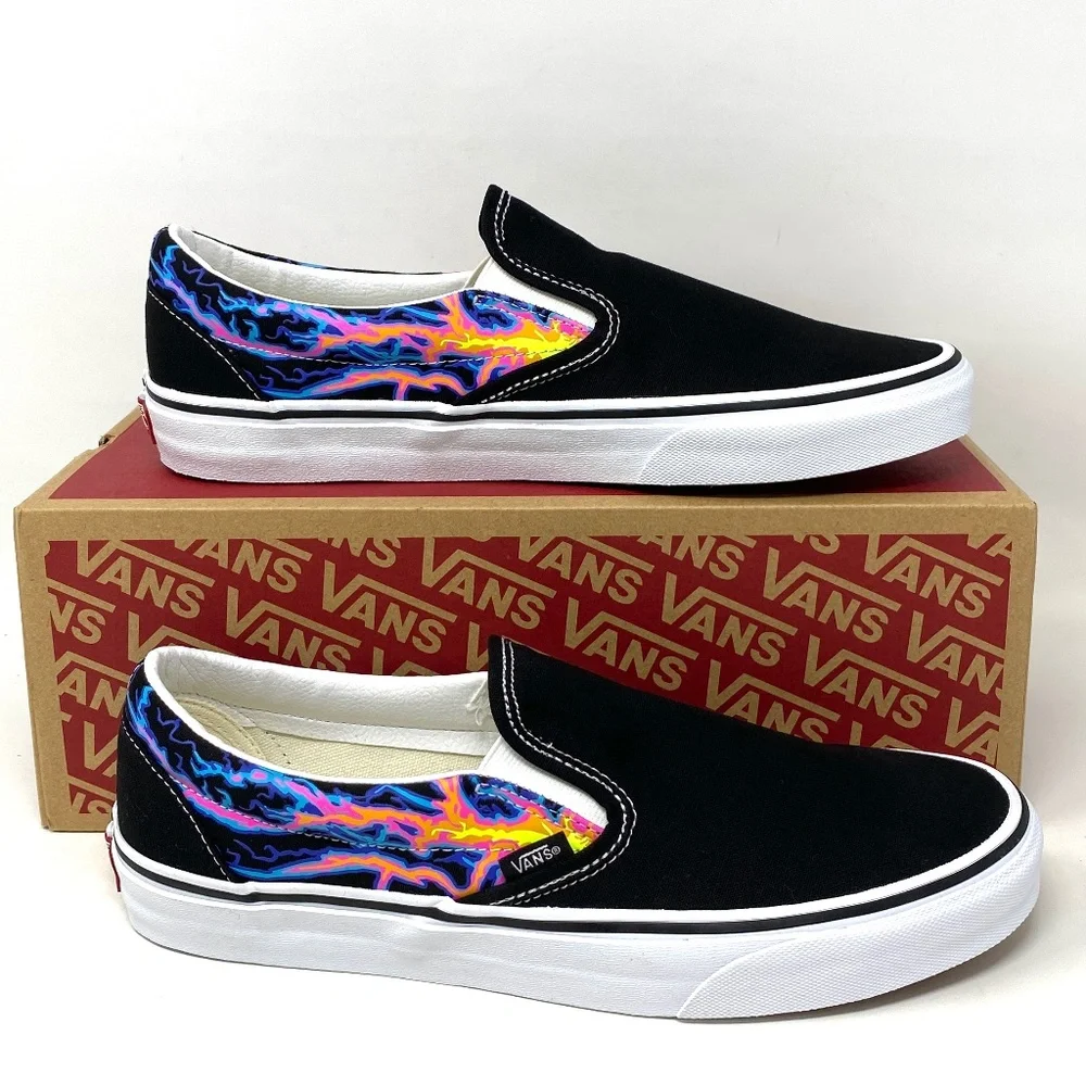💖MEGA SALE💖VANS Classic Slip On Electric Flame Men Low  Canvas   VN000XG8B03 - Picture 2 of 11